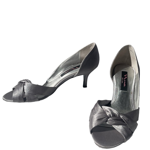 Nima New York silver knotted kitten heels - Picture 1 of 10